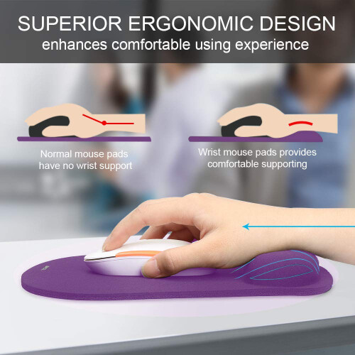 TeckNet TECKNET Mouse Mat Wrist Support, Mouse Pad with Memory Foam, Purple 1