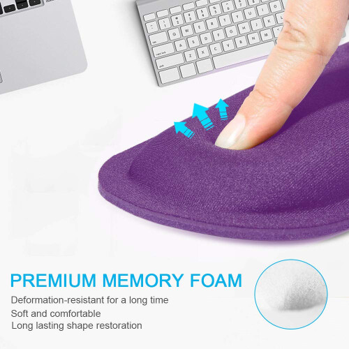 TeckNet TECKNET Mouse Mat Wrist Support, Mouse Pad with Memory Foam, Purple 2