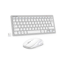 TECKNET Mini Wireless Keyboard and Mouse Set, 2.4G Cordless USB, Silver