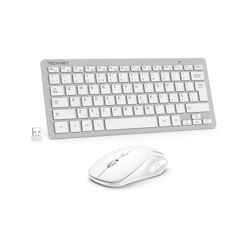 TeckNet TECKNET Mini Wireless Keyboard and Mouse Set, 2.4G Cordless USB, Silver