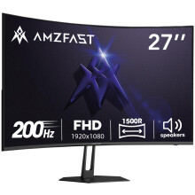 Amzfast 27" 200Hz Curved Gaming Monitor, 1080p FHD Computer Monitor with Built-in Speakers, 1ms MPRT with Fast VA Panel | 130% sRGB, 3000:1,1500R | 12