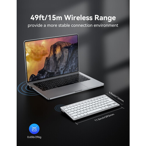 TeckNet TECKNET 2.4G Wireless Compact Mini Keyboard, UK Layout, Silver 2