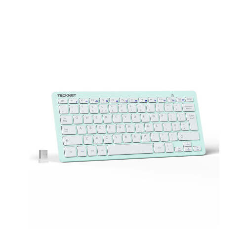 TeckNet TECKNET 2.4G Wireless Compact Mini Keyboard, UK Layout, Green