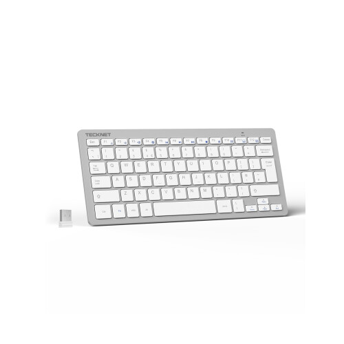 TeckNet TECKNET 2.4G Wireless Compact Mini Keyboard, UK Layout, Silver