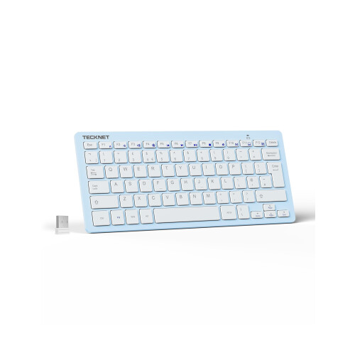 TeckNet TECKNET 2.4G Wireless Compact Mini Keyboard, UK Layout, Blue