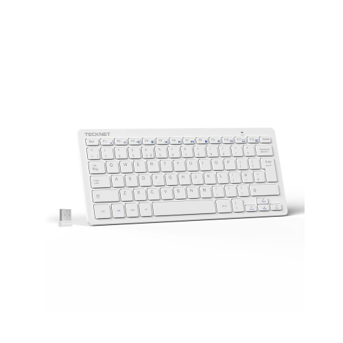 TeckNet TECKNET 2.4G Wireless Compact Mini Keyboard, UK Layout, White
