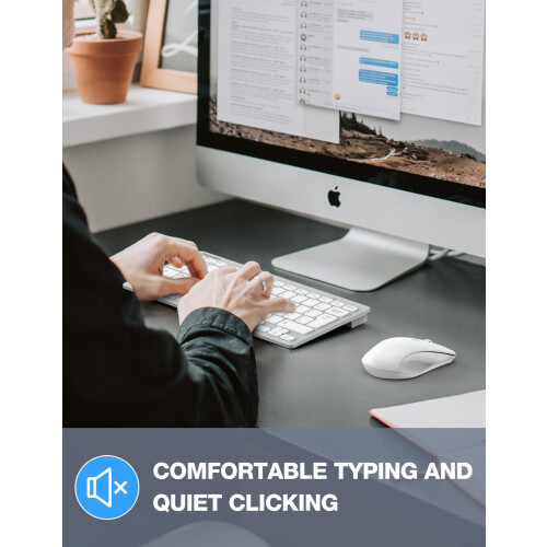 TeckNet TECKNET Mini Wireless Keyboard and Mouse Set, 2.4G Cordless USB, Silver 2