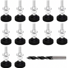 Lot de 12 pieds de meubles réglables, pieds de nivellement M8 x 50 mm avec ajusteurs de hauteur pour armoires, lits, canapés et tables