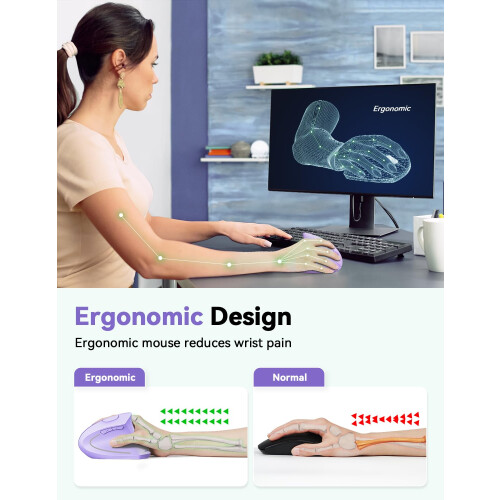 TeckNet TECKNET Wireless Ergonomic Mouse, 4800DPI Vertical 2.4G Cordless Mouse 2