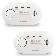 Twin Pack Kidde 5CO Battery Powered Carbon Monoxide Alarm and Detector - 10 Year Sensor Life with AA Batteries