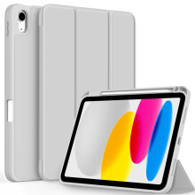 CACOE TPU Case for iPad A16 11th/10th Generation +Pencil Holder,Fog Gray