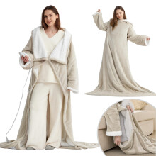 Bedsure Wearable Heated Blanket Throw Electric 127 x 180 cm Beige