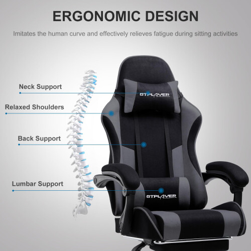 GTPLAYER Fabric Gaming Chair Massage Ergonomic Computer Chair with Foo 1