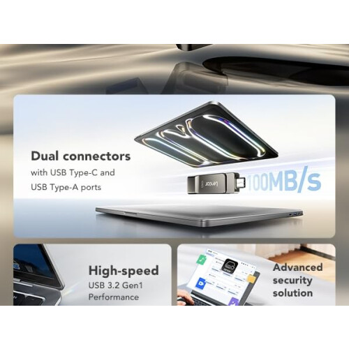 Lexar Lexar D40E 128GB Dual Usb Stick Type-C Jump Drive, Titanium Grey 2