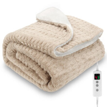 Electric Throw Blanket, Heated Blanket 130x180cm Overheat Protection, Beige
