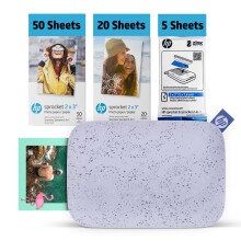 HP Sprocket 2x3 Instant Smartphone Photo Printer 75 Sheets Bundle - Bluetooth Portable Color Wireless Mobile Printer (Purple) Zink Sticky-Back Photos