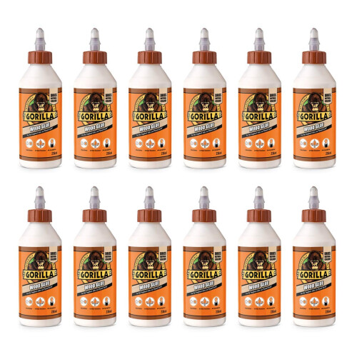 Gorilla Gorilla Wood Glue, 236ml – Strong, Fast-Setting & Water Resistant (12 Pack)
