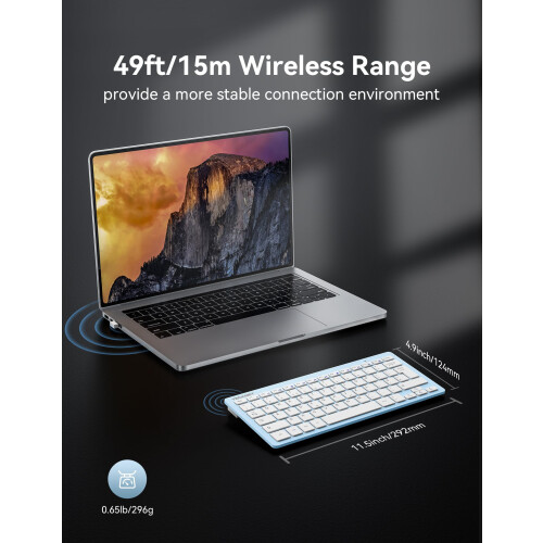 TeckNet TECKNET 2.4G Wireless Compact Mini Keyboard, UK Layout, Blue 2