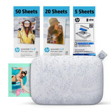 HP Sprocket 2x3 Instant Smartphone Photo Printer 75 Sheets Bundle - Bluetooth Portable Color Wireless Mobile Printer (Luna Pearl) Zink Sticky-Back Pho