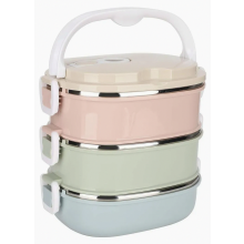 Fiambrera de acero inoxidable, recipiente hermético para alimentos con asa, ideal para el trabajo, la oficina y la escuela.