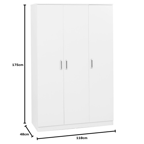 Seconique Seconique Dakota 3 Door Wardrobe in White 2