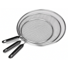 Protectores antisalpicaduras de acero inoxidable de 3 piezas para sartenes, de 25 cm, 29 cm y 33 cm, con asas.