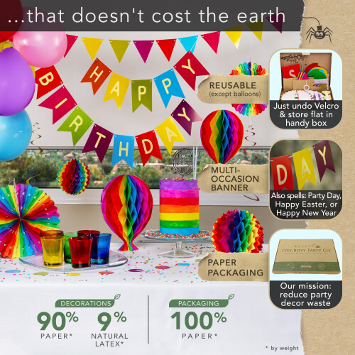Premium Reusable Birthday Party Decorations Rainbow Birthday Decorati 2