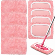 paños reutilizables para fregar suelos, 25,4 x 11,5 cm, almohadillas de limpieza en seco y húmedo, color rosa para la limpieza del hogar.