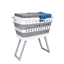 Collapsible Laundry Basket Washing Basket with Legs 45L Plastic Grey