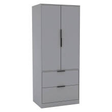 URBNLIVING 2 Door 2 Drawer Minimalist Bedroom Grey Wardrobe Storage H