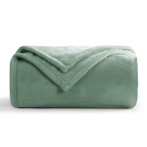 Aisbo Sage Green Throws Blanket for Sofas Single Fluffy Blanket Bed T