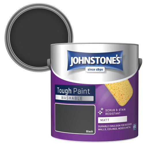 Johnstone's Johnstone's - Washable Matt Wall & Ceiling Paint - Black - 2.5L