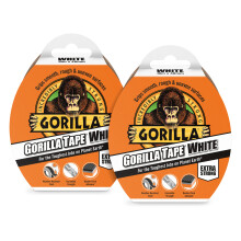 Gorilla Tape White 10m - Heavy Duty Duct Tape (2 Pack)