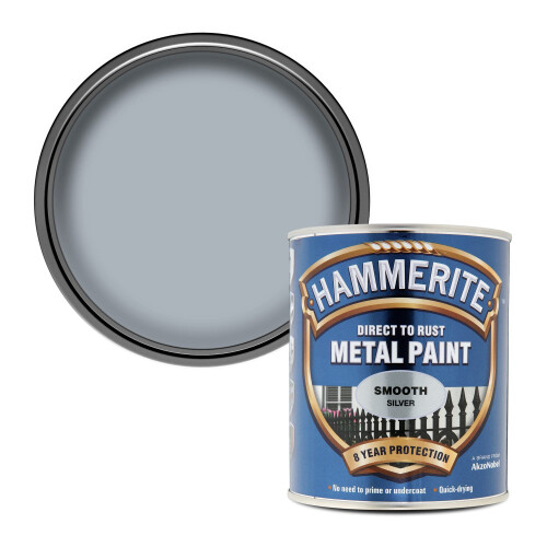 Hammerite Hammerite Direct to Rust Metal Paint - Smooth Silver Finish 750ML