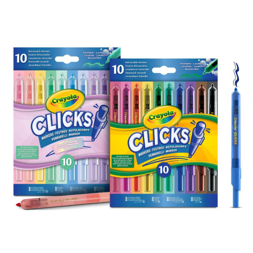 Crayola CRAYOLA Clicks 20 Washable Retractable Capless Felt Tip Markers Assor