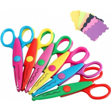Tijeras de manualidades infantiles, tijeras dentadas en zigzag para principiantes, herramienta de corte segura para proyectos escolares.