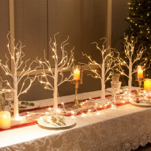Vanthylit Set of 4 White Christmas Tree with Lights 2FT