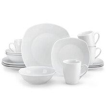 MALACASA 16Piece Porcelain Dinner Set with Mugs Plates and Bowls for 4
