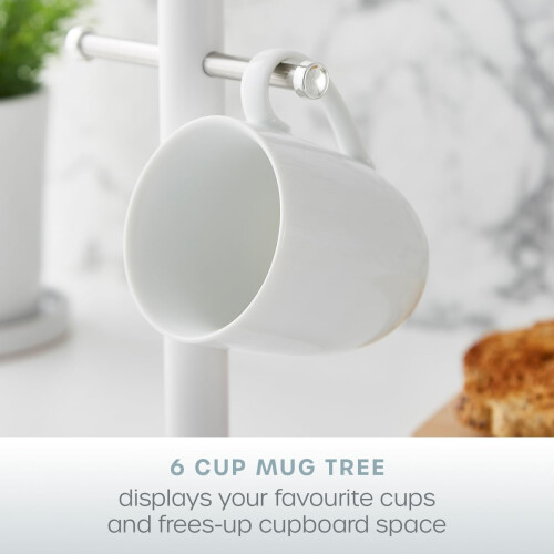 Swan Swan Serenity Kitchen Towel Pole and 6 Cup Mug Tree Set with Smooth Ma 2