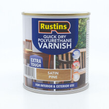 RustinsQuick Dry Poly Varnish Satin Pine 2,5ltr -Tough, Water-Based Clear Finish in Gloss, Matt or Satin; Durable Protection for Interior Wood, Furnit