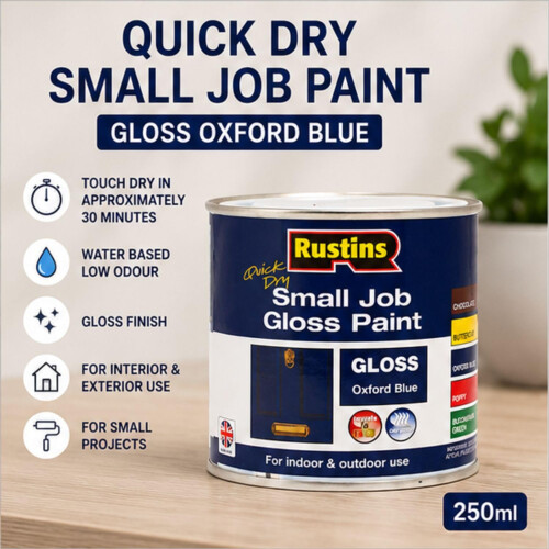 Rustins RUSTINS Small Job Gloss Paint Oxford Blue 250ml 2