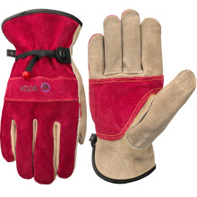 WZQH Leather Work Gloves for Men or Women.Gardening,Welding,Rose Red - Grey