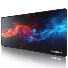 TECKNET Gaming Mouse Mat, 900x400x3mm Large Mouse Pad - Blue Red Flame