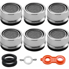 Juego de aireadores para grifo M24, paquete de 6 filtros con insertos de acero inoxidable y ABS, 8 juntas y llave.