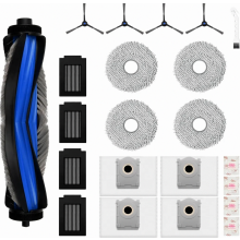 Kit de accesorios para robot aspirador de 25 piezas con cepillo principal, cepillos laterales, bolsas para el polvo, mopas y filtros.