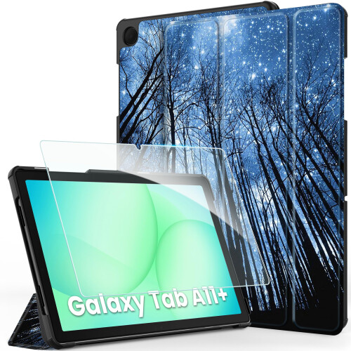 CACOE Case for Samsung Galaxy A11+ Plus +Screen Protector, Starry Sky Tree