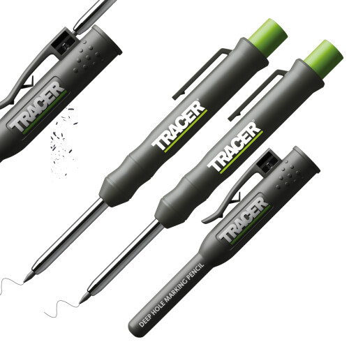 Tracer Deep Hole Carpenter Pencil Twin Pack | 2 x Construction Pencil