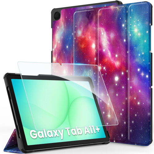 CACOE Case for Samsung Galaxy A11+ Plus +Screen Protector, Purple Stars