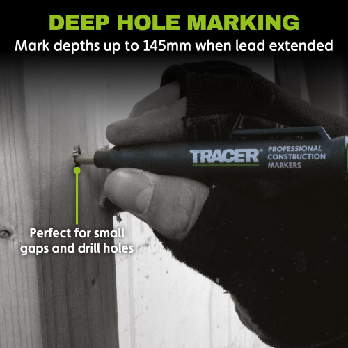 Tracer Deep Hole Carpenter Pencil Twin Pack | 2 x Construction Pencil 2