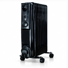 STATUS 9-Fin Oil Filled Radiator 2000W, 3-Heat Settings with Adjustable Thermostat, Overheat & Tip-Over Protection, Easy-Roll Castors, Black, Electric